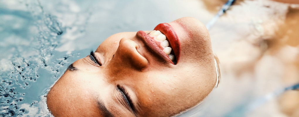 woman bathing in hot tub